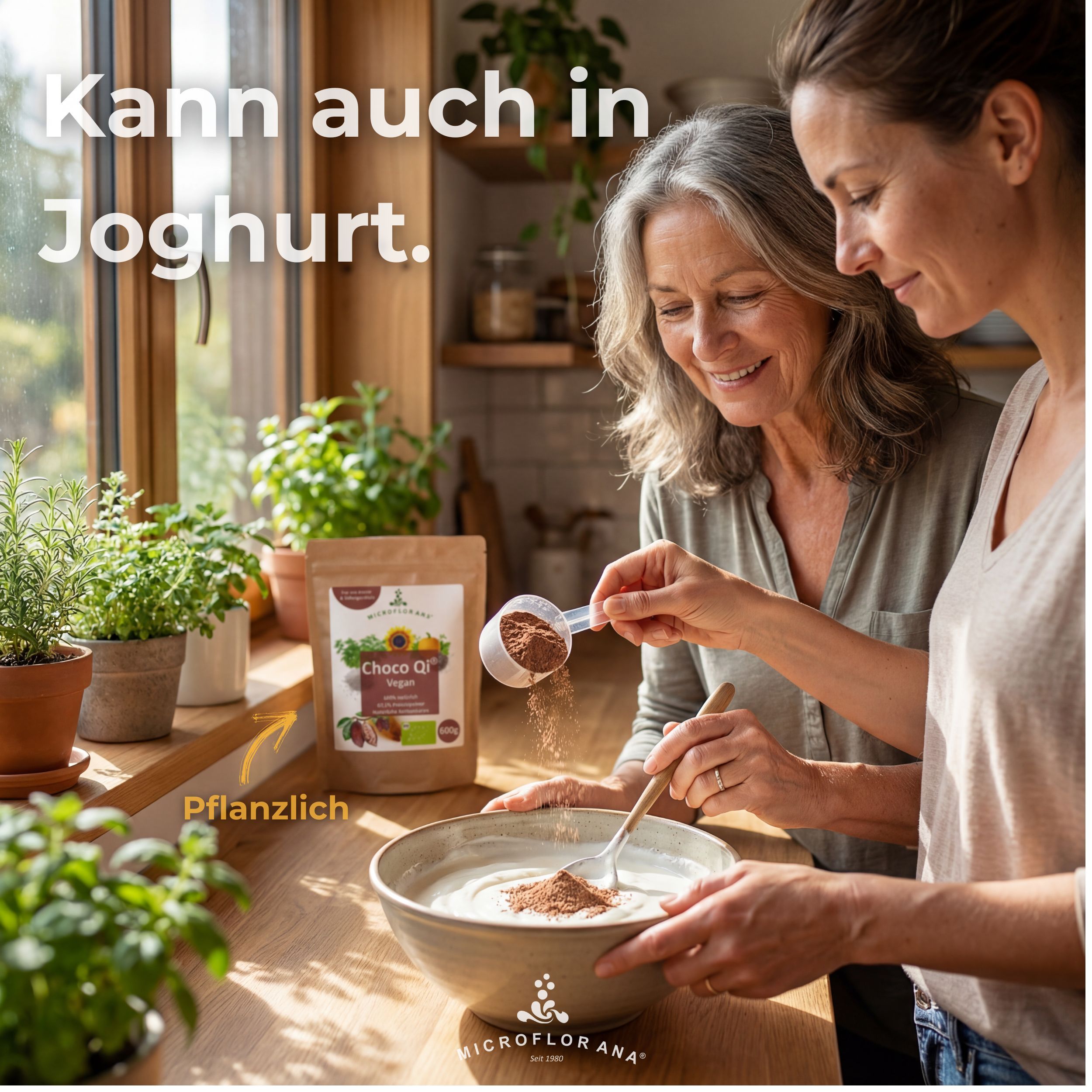 MICROFLORANA® - Bio Proteinpulver vegan - Inkl. Dosierhilfe - 30 mal Eiweiss-Shake - Choco Qi®