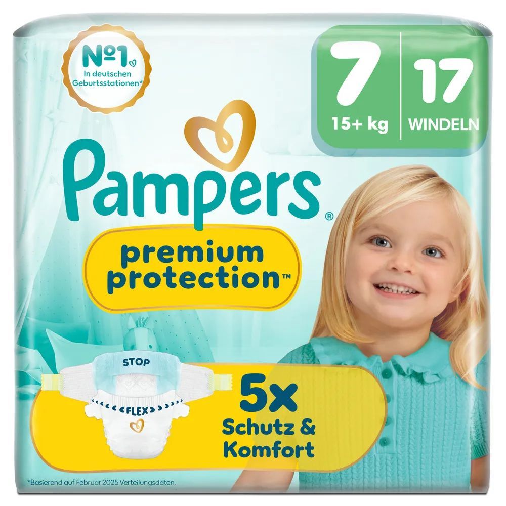 Pampers Premium Protection Gr.7 Extra Large 15+kg Windeln Singlepack 17 St