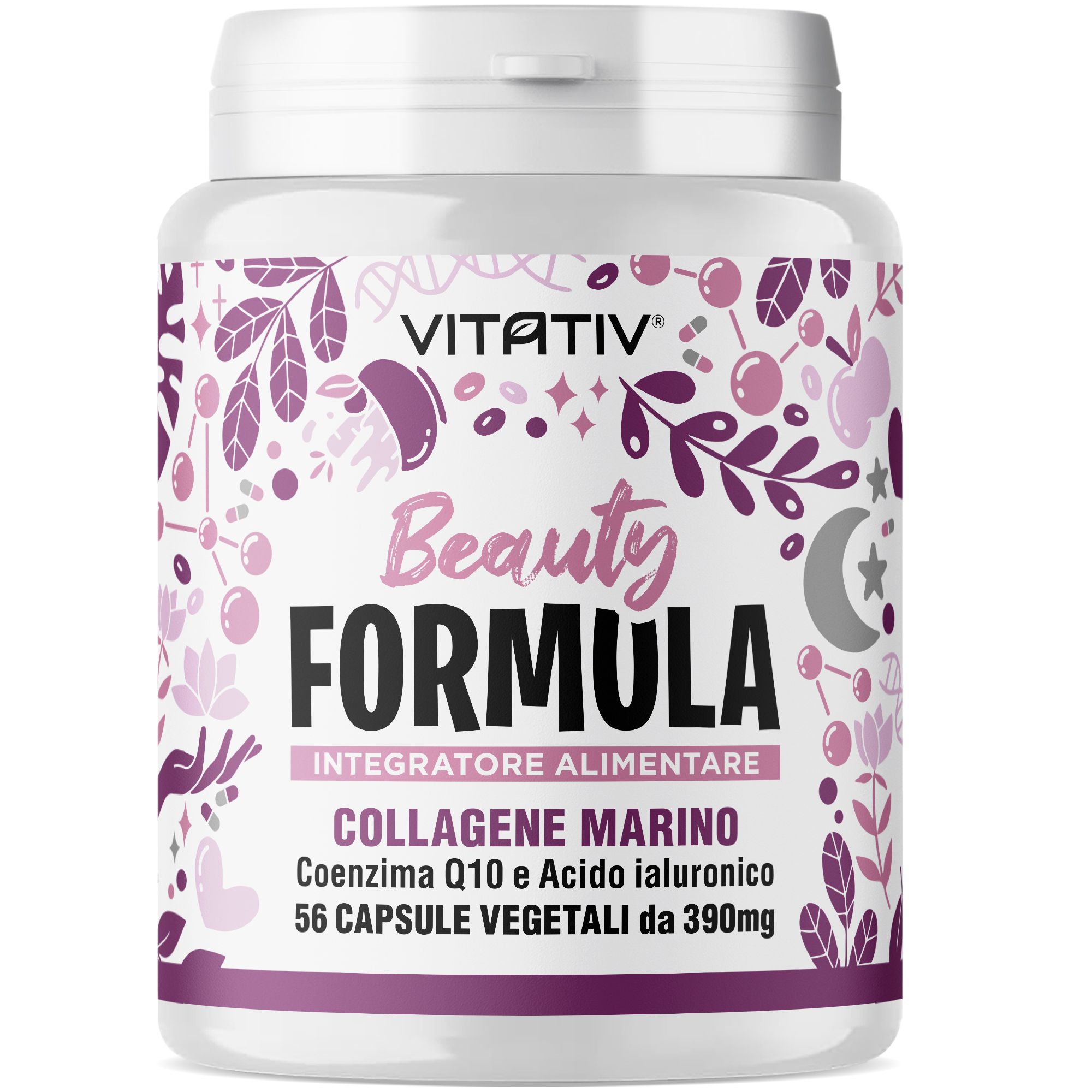 Vitativ® Beauty Formula Collagene Marino Idrolizzato + Coenzima Q10 + Acido Ialuronico - 56 Capsule