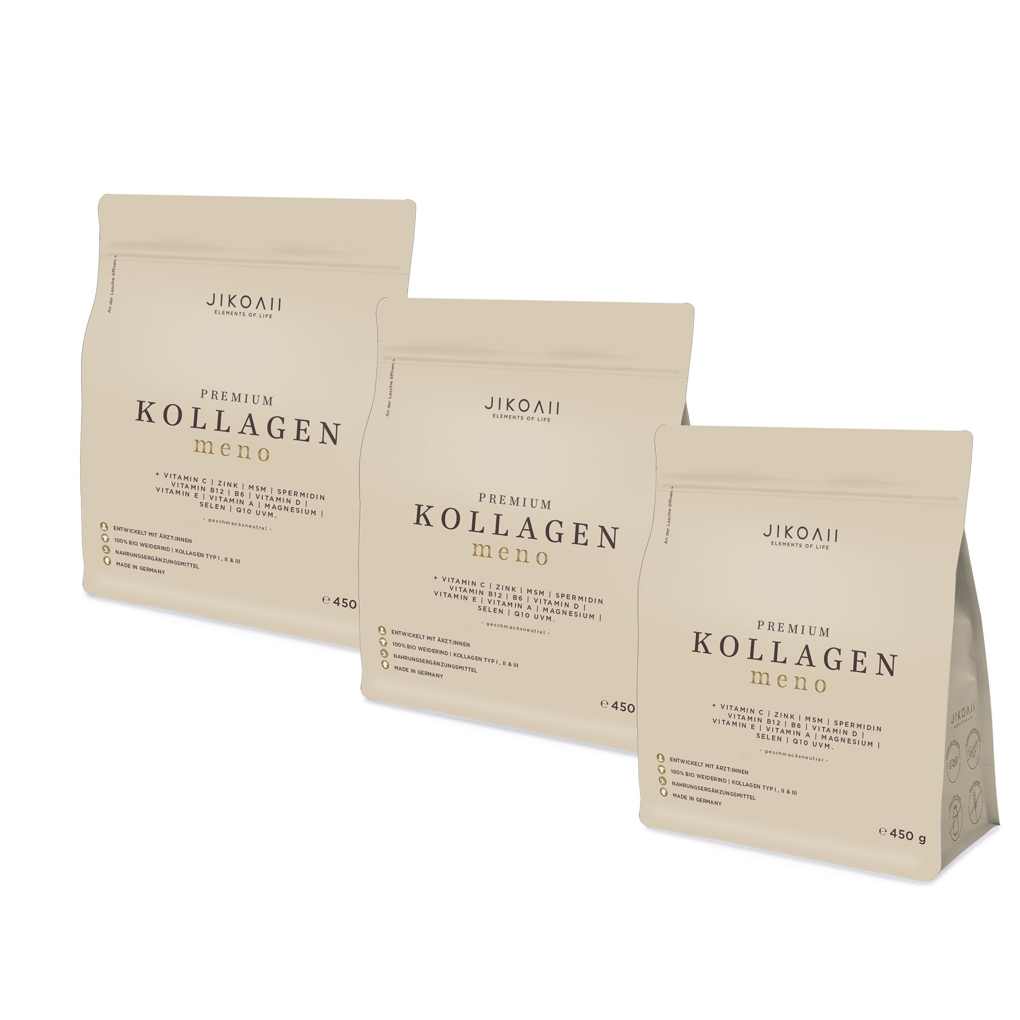Jikoaii Kollagenpulver Meno - Kollagen mit Coenzym Q10, Zink, Spermidin & MSM Menopausekomplex 1350 g Pulver