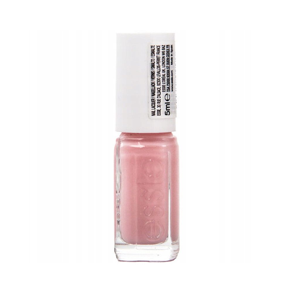 Nagellackflasche, rosa, mit weißem Deckel. Aufschrift: Essie, 5ml.