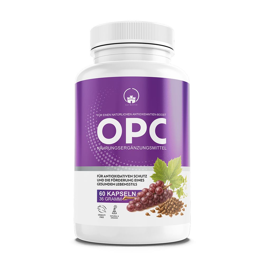 Saint Nutrition® OPC Kapseln 800mg | mit Traubenkernextrakt - Hochdosiert Natürliche Inhaltsstoffe 60 St