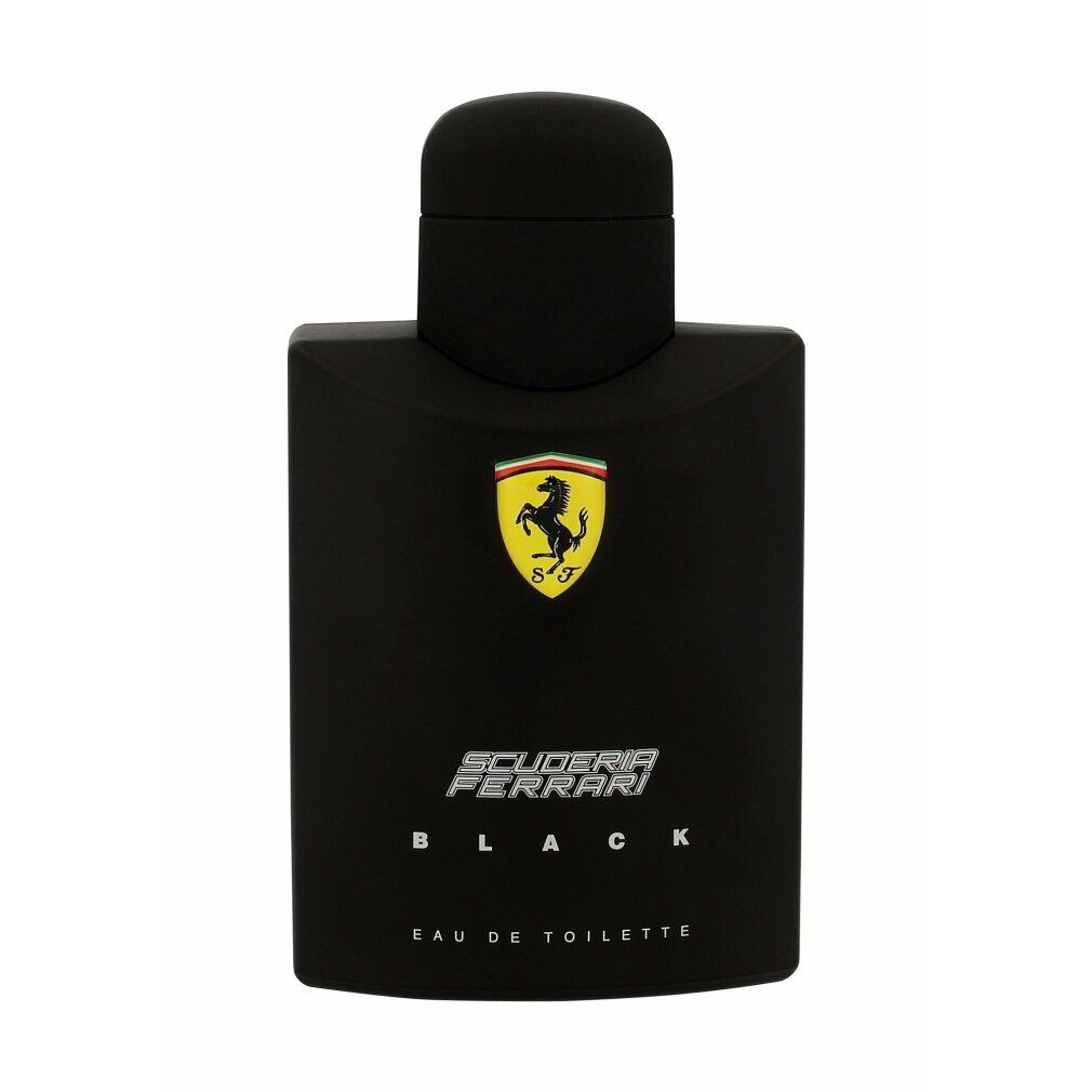 Schwarzer Flakon. Scuderia Ferrari Black Eau de Toilette. Gelbes Logo.