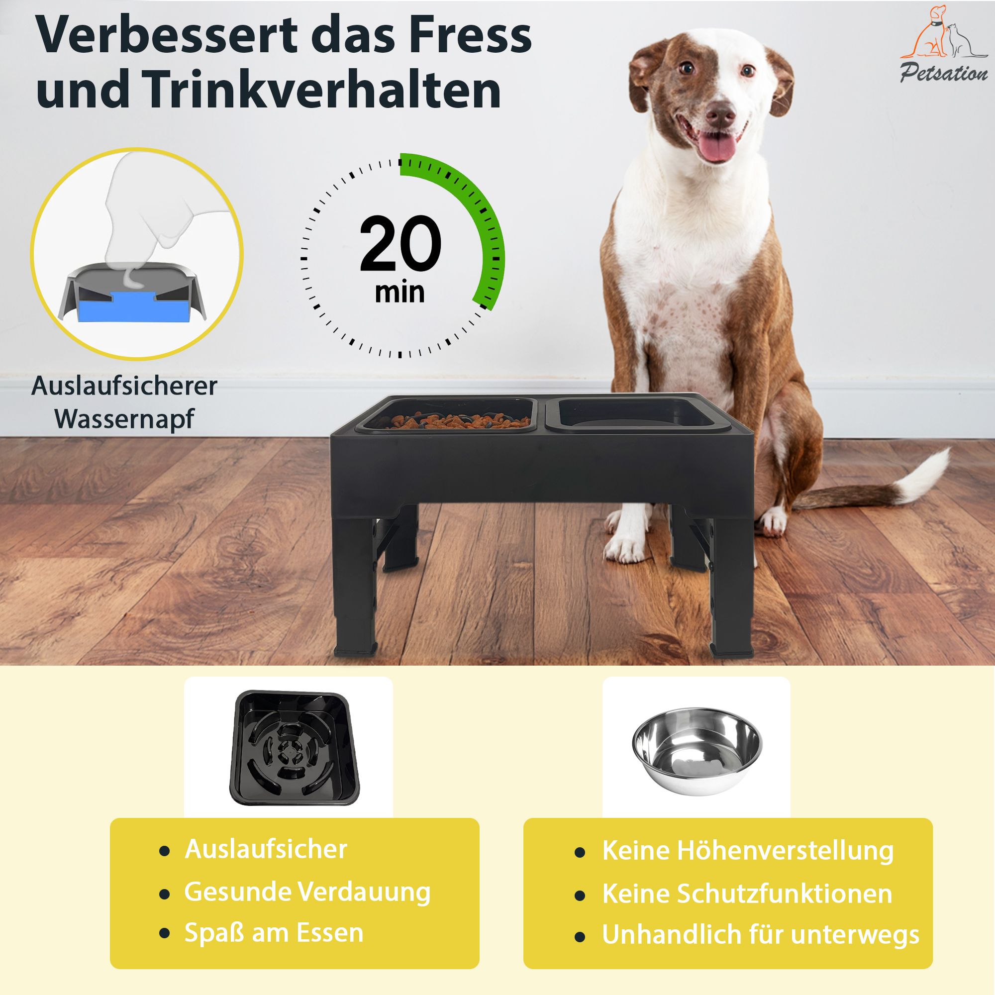 PETSATION erhöhter Hundenapf AntiSchling (Hunde)