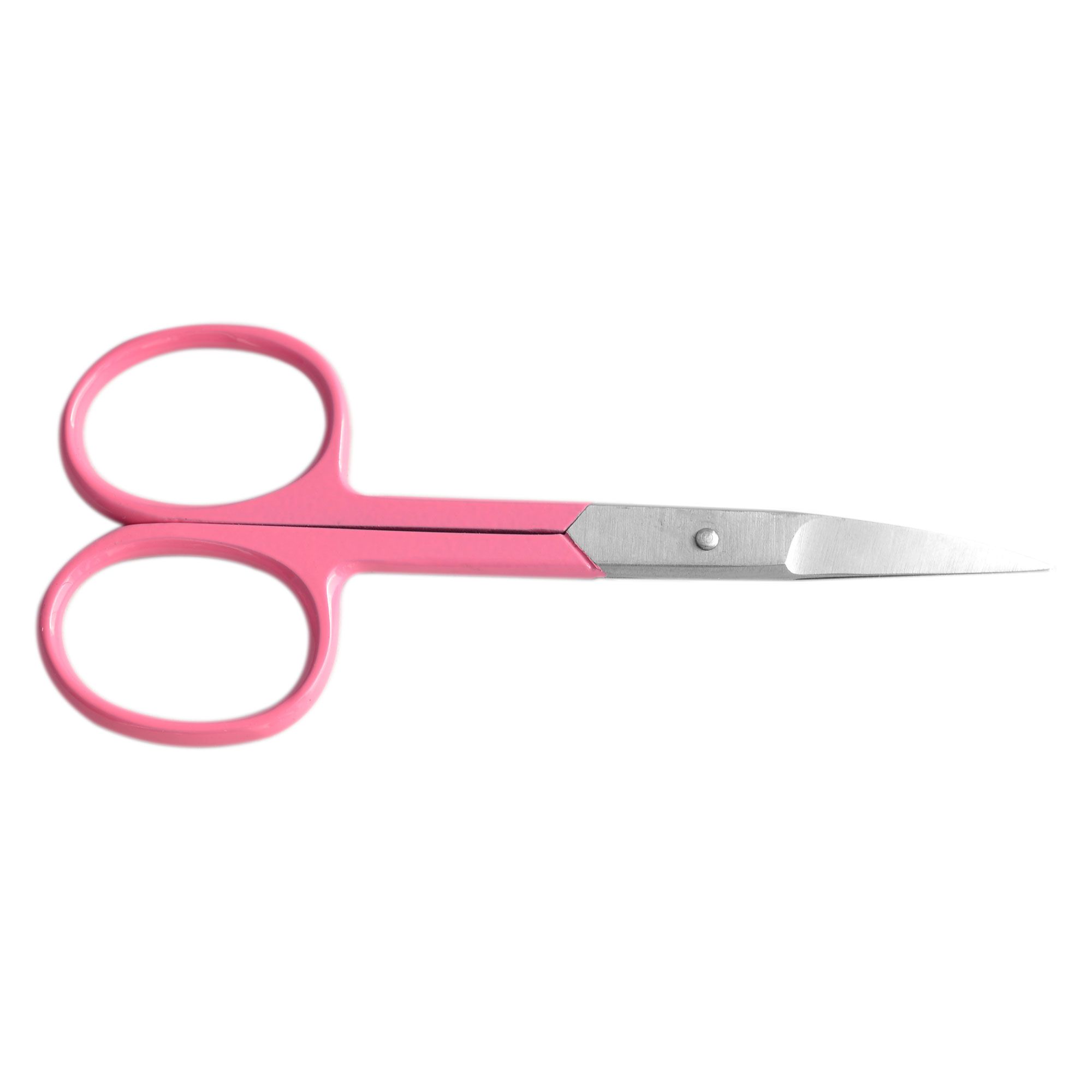 Rosa Nagelschere. Metallklingen, pinkfarbene Griffe. K-Pro Logo. Gerade Klingen.