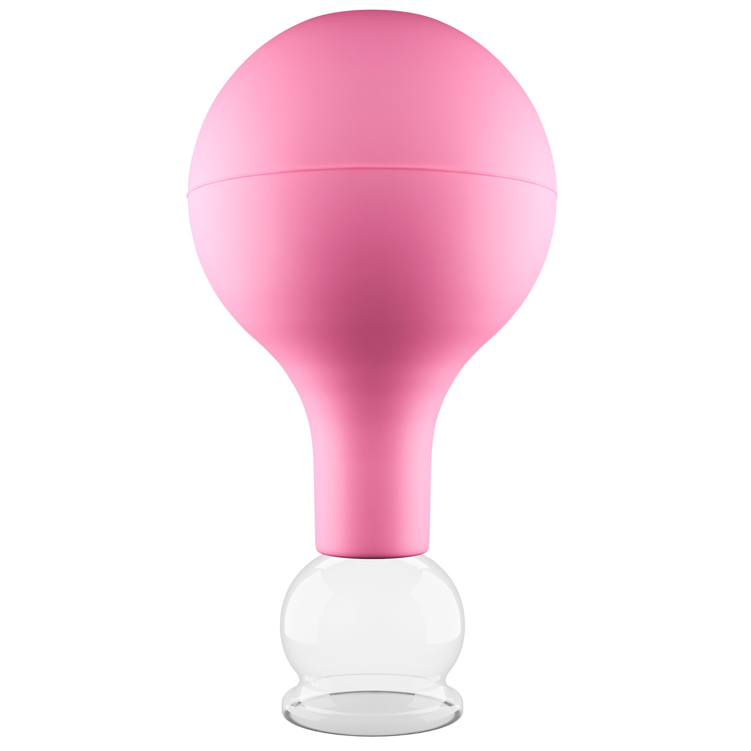 Pulox Schröpfglas aus Echtglas mit Saugball - 25mm in Pink
