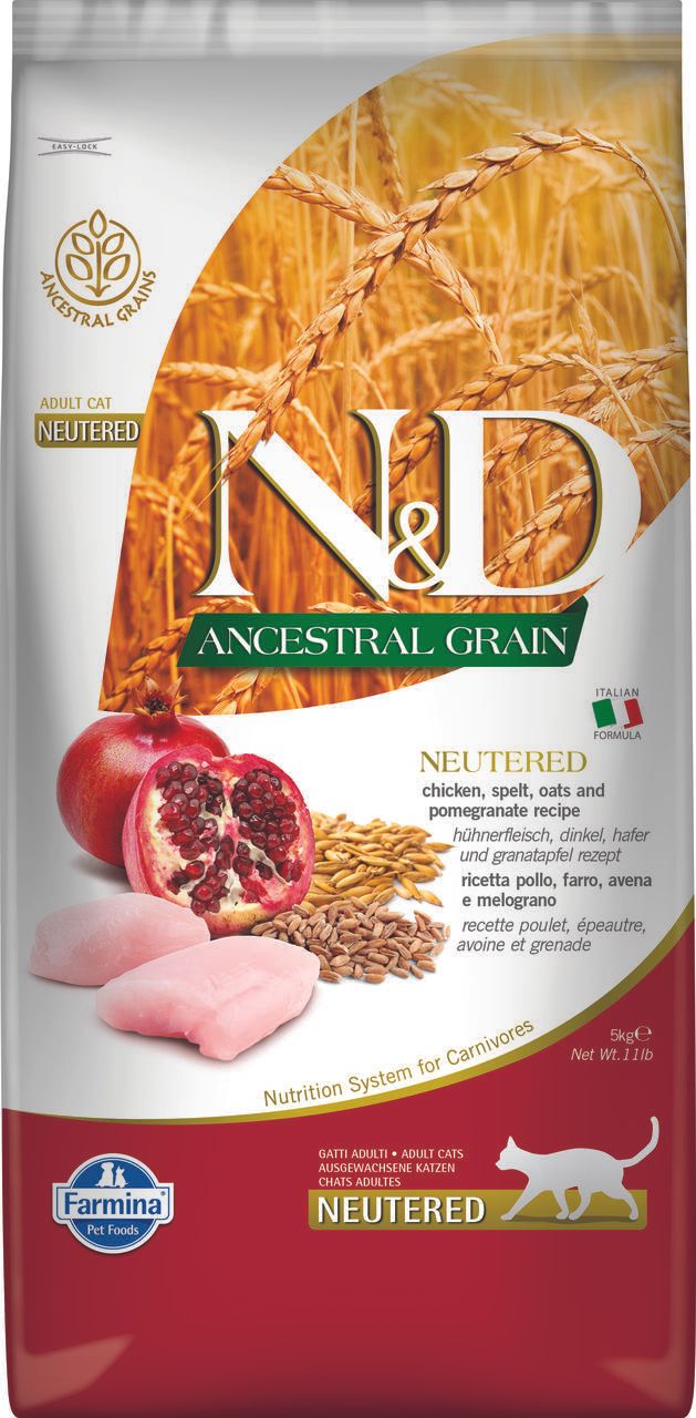 Trockenfutter Farmina N&D Low Ancestral Grain - Neutrered - kastrierte Katze Adult