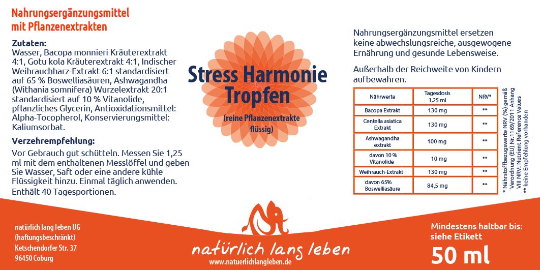 natürlich lang leben Stress HarmonieTropfen 50 ml Tropfen