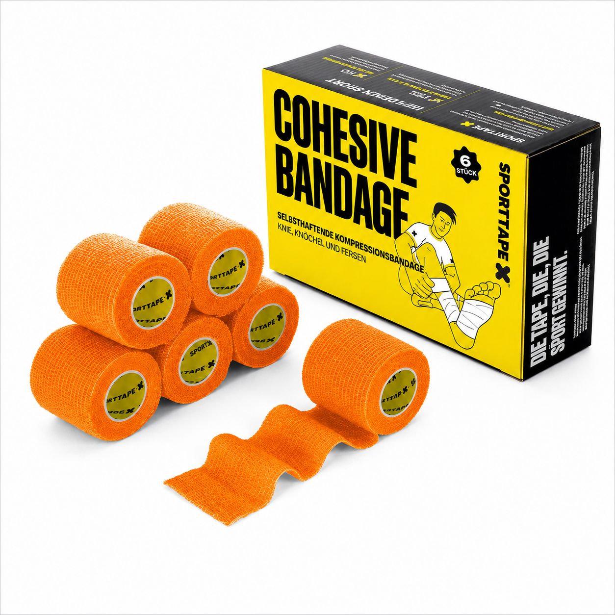 SPORTTAPE Bendaggio Autoadesivo - 5 cm x 4,5 m Arancione