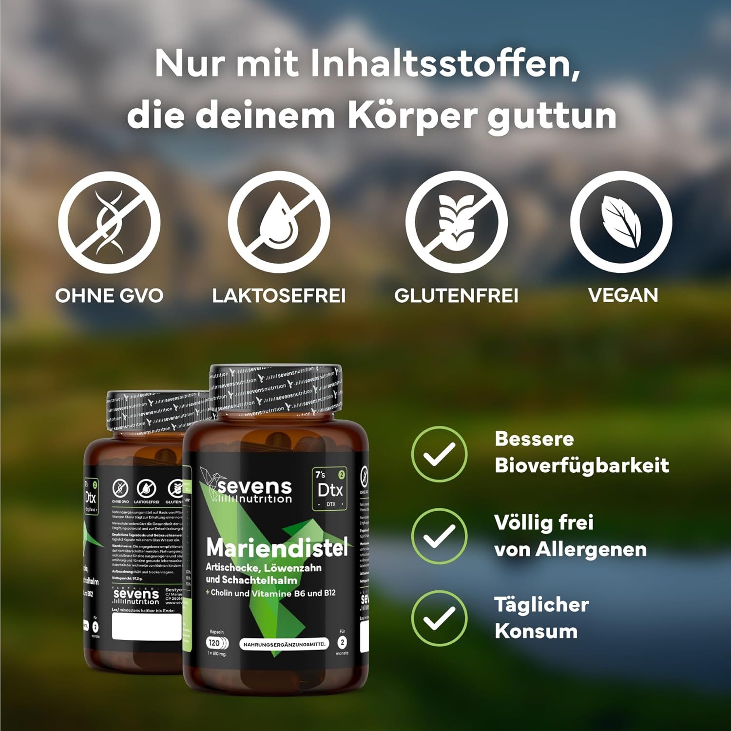 SEVENS NUTRITION Mariendistel, Artischocke & Löwenzahn Komplex Kapseln
