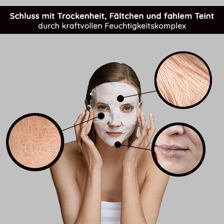 RAU Cosmetics Collagen & Hyaluron Vliesmaske mit Aloe Vera für trockene, reife Haut - gute Passform 10 St Maske