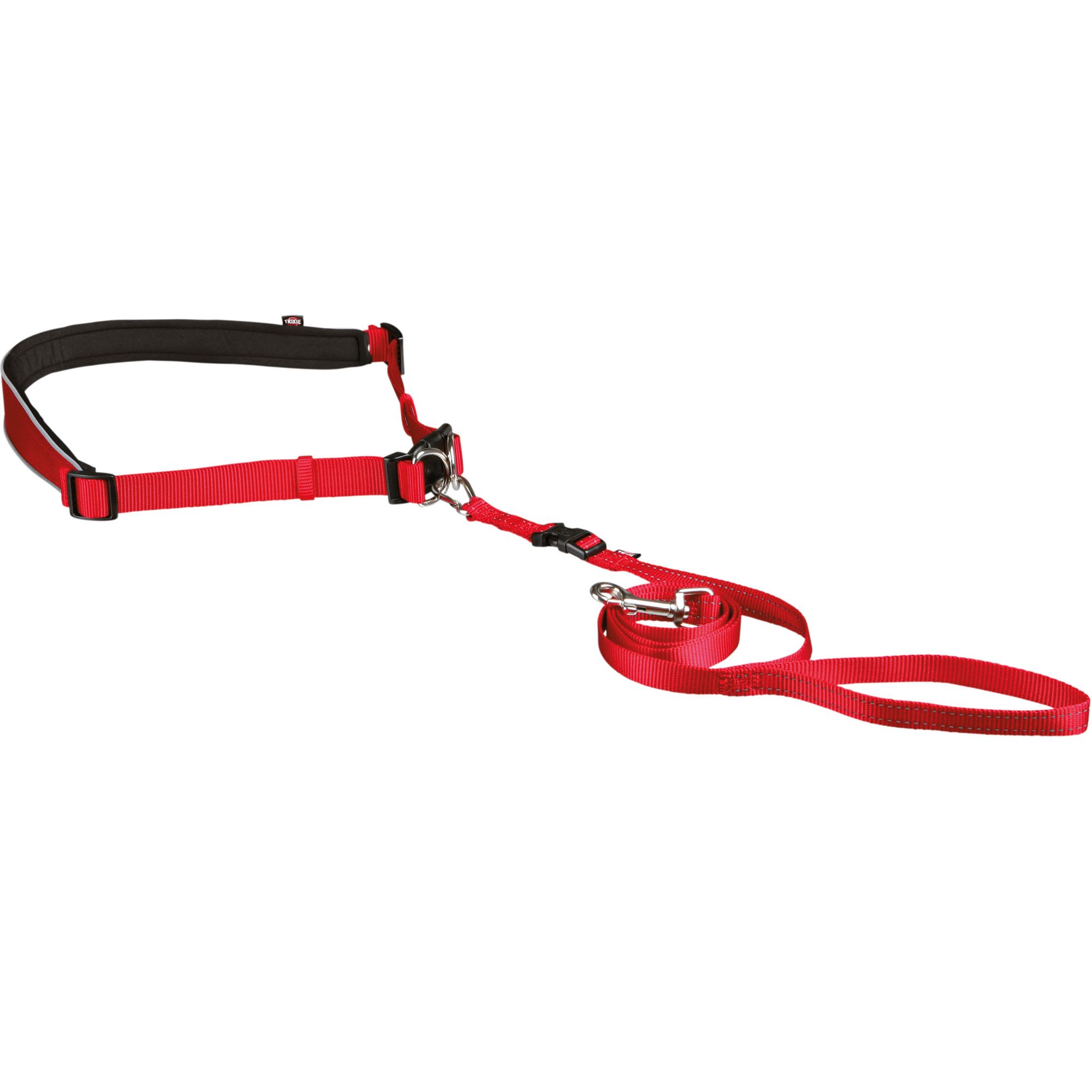 Bauchgurt mit Hundeleine - grau - Joggingleine - Bauchumfang: 75-120 cm