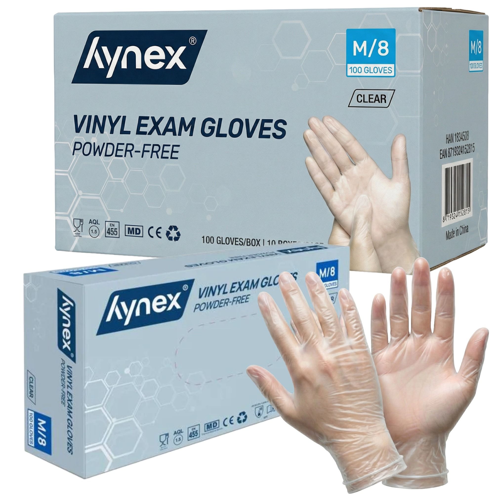 Hynex Vinylhandschuhe transparent puderfrei 4,5g für Pflege Medizin Lebensmittel 1000 St