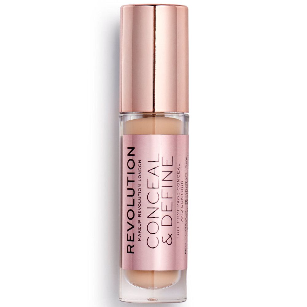 Concealer-Stift mit roségoldfarbenem Deckel. Aufschrift: REVOLUTION CONCEAL & DEFINE.