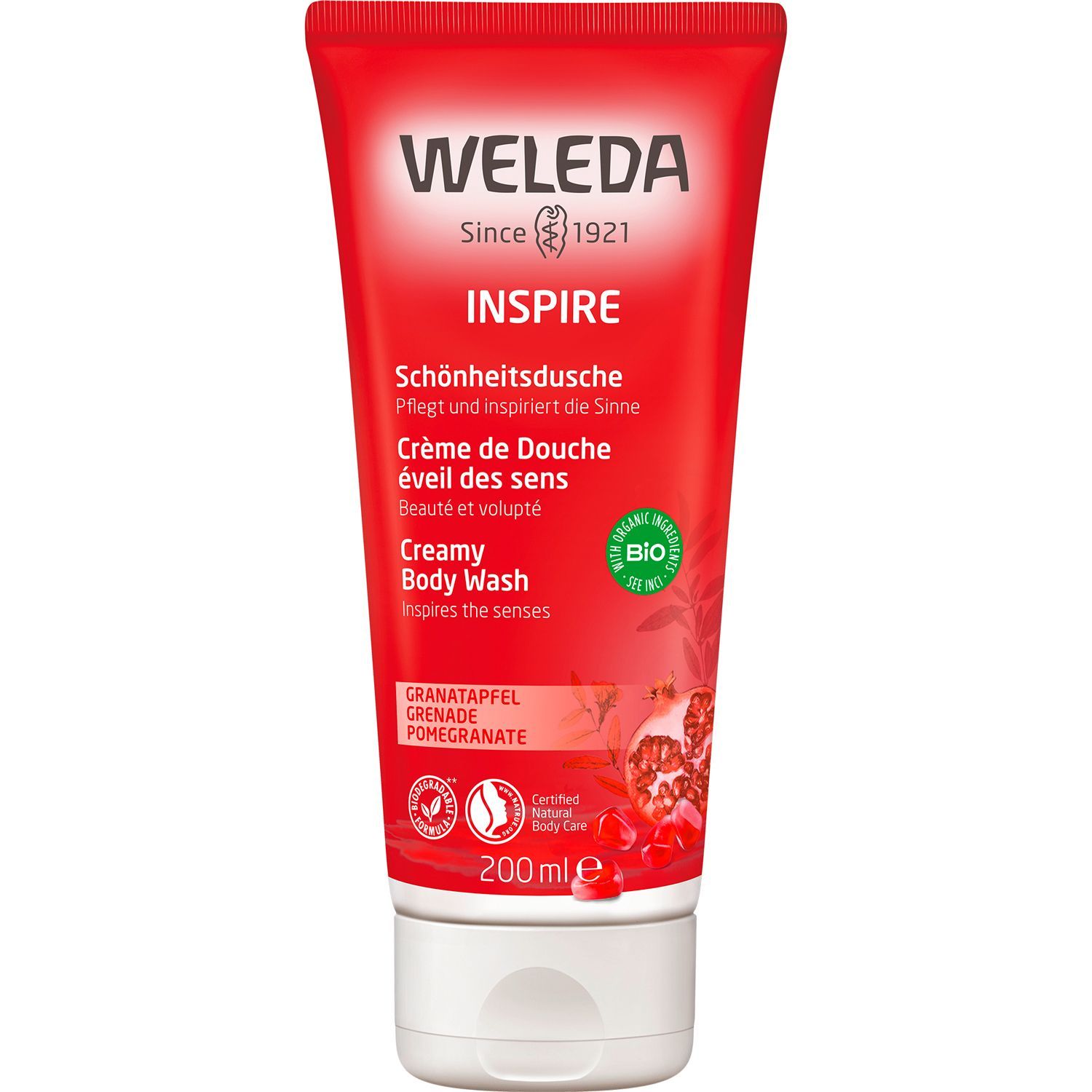 Weleda Inspire Schönheitsdusche Granatapfel - pflegt  samtweich, mit exotisch femininen Duft