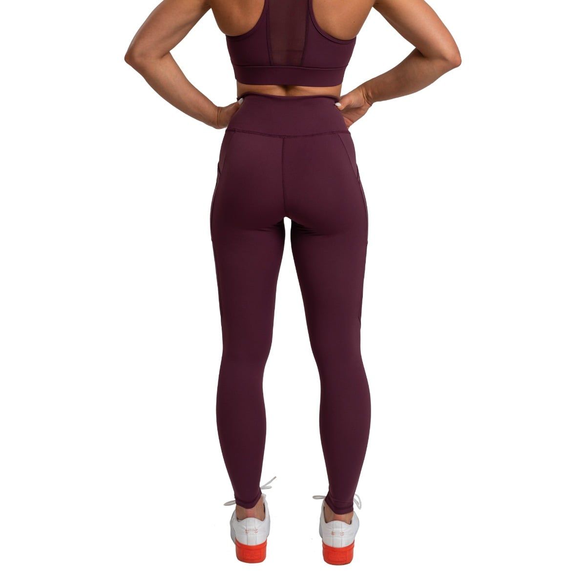 GymBeam Leggings Damen Mesh-Panel mit Tasche und hoher Taille in Eggplant