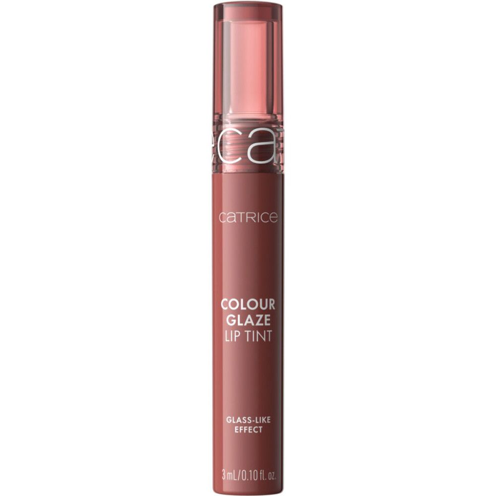 Lippentönung in einem transparenten Fläschchen. Aufschrift: Colour Glaze Lip Tint, Glass-Like Effect. Deckel aus transparentem Kunststoff.