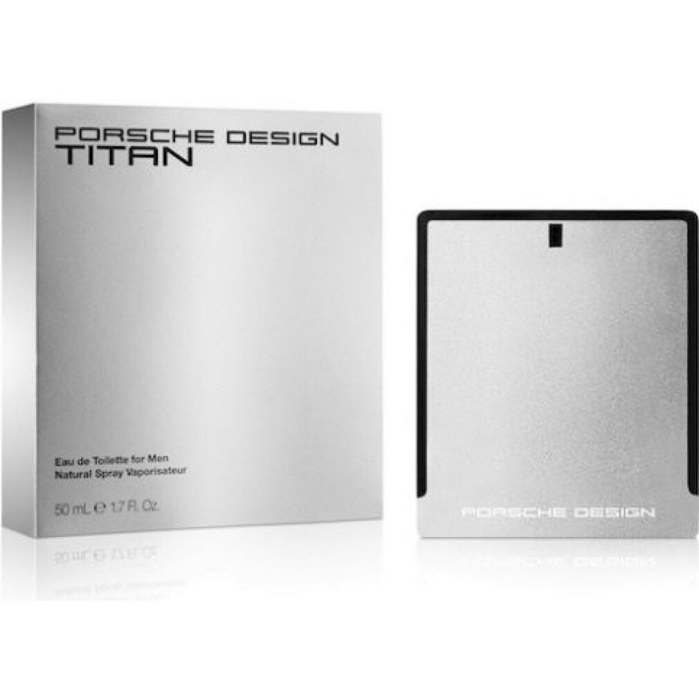 Flakon und Verpackung. Silberner Flakon, schwarzer Rahmen. Verpackung mit Logo und Produktbezeichnung.