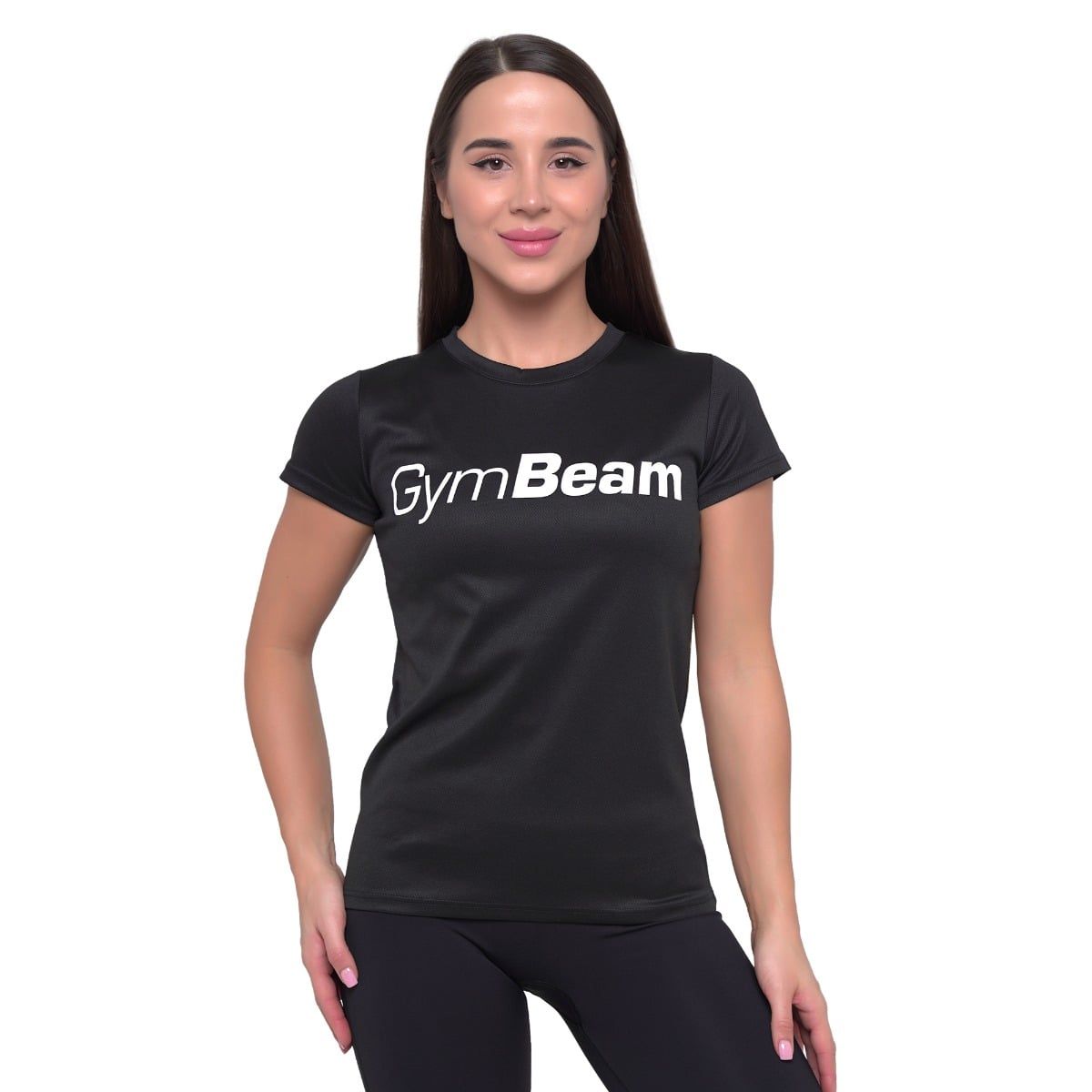 GymBeam T-Shirt Damen regular mit rundem Ausschnitt und Kurzarm in Schwarz 1 St