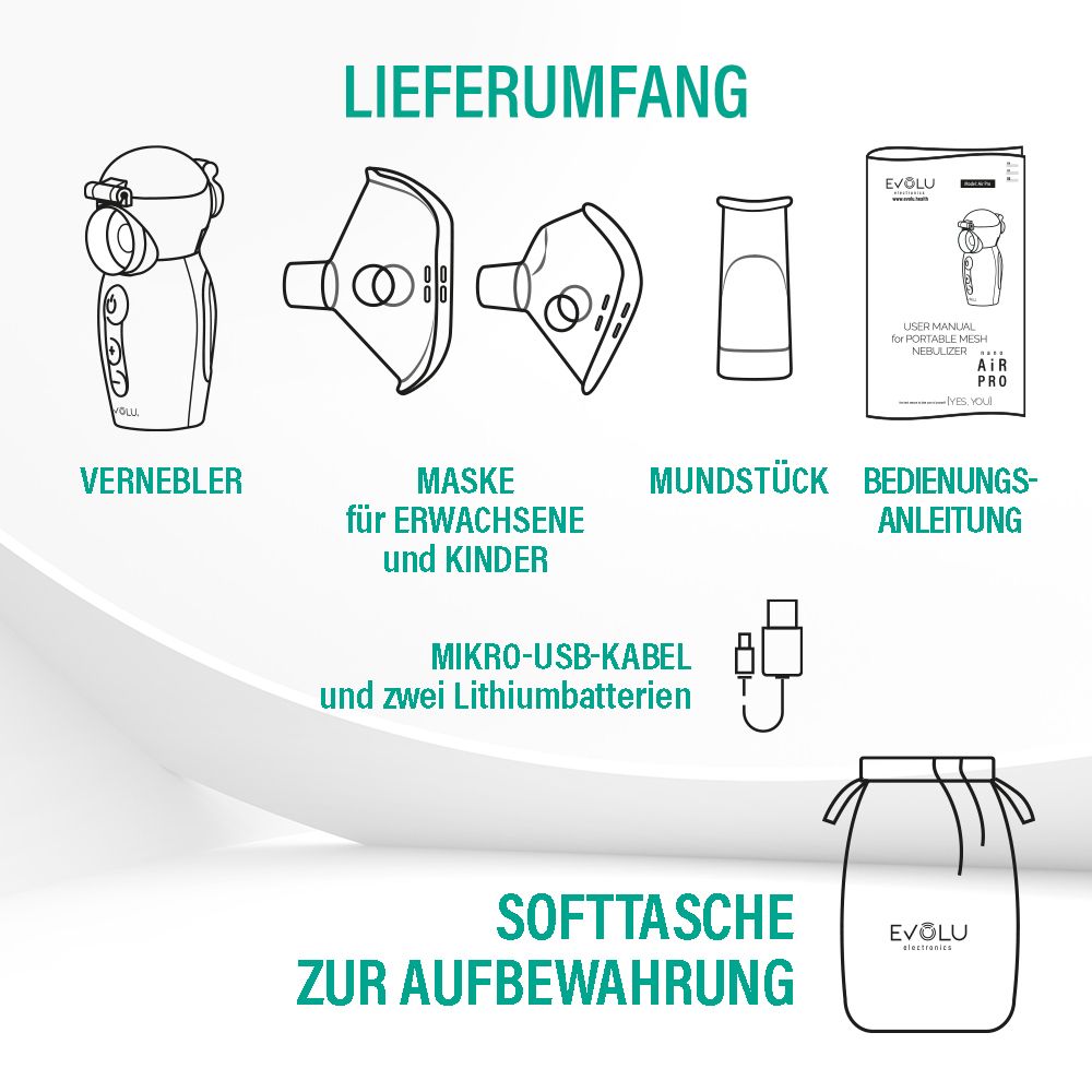 EVOLU AIR PRO tragbarer Mesh-Vernebler-Inhalator