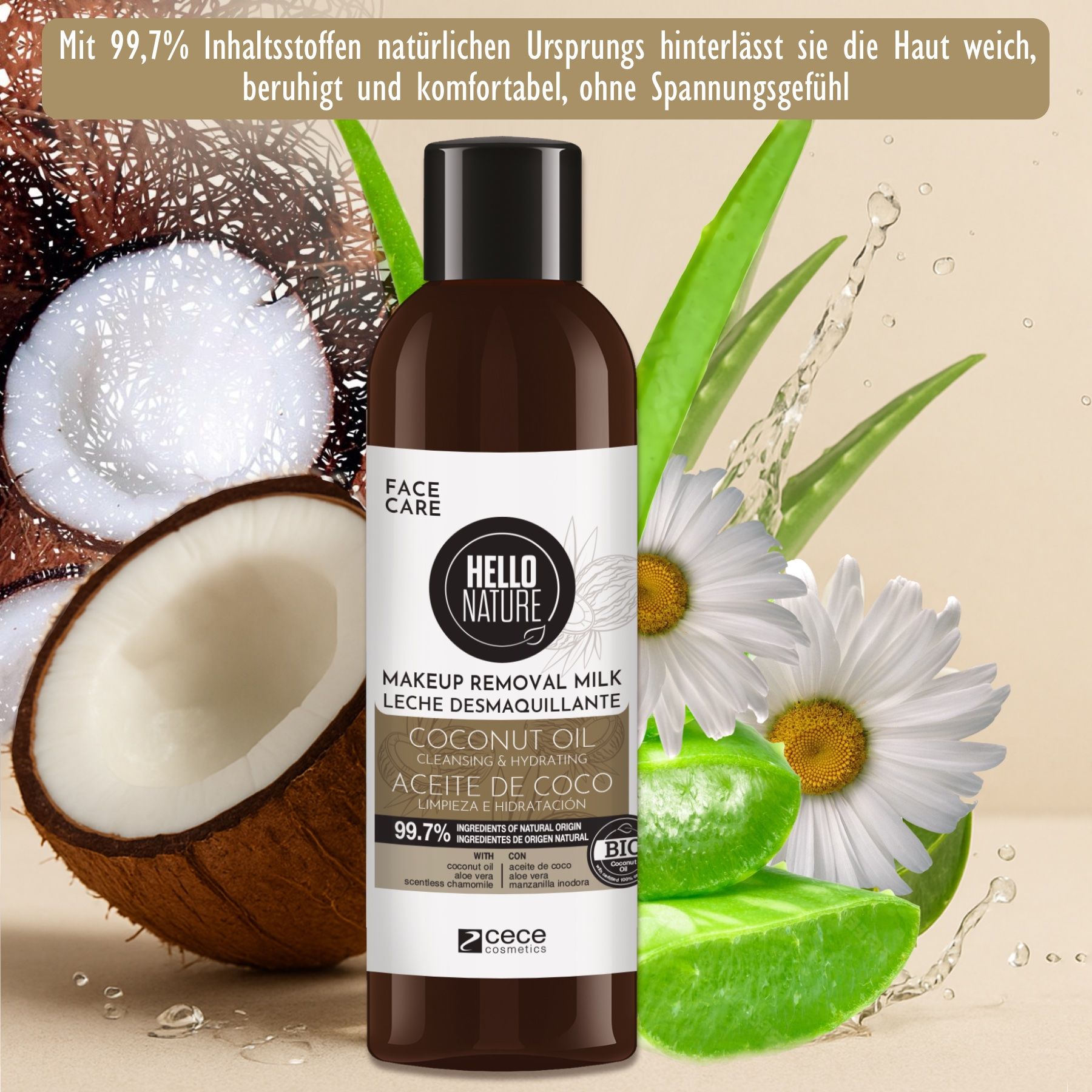 Hello Nature  Make-up-Entferner Reinigungsmilch Cocos Removal Cleansing