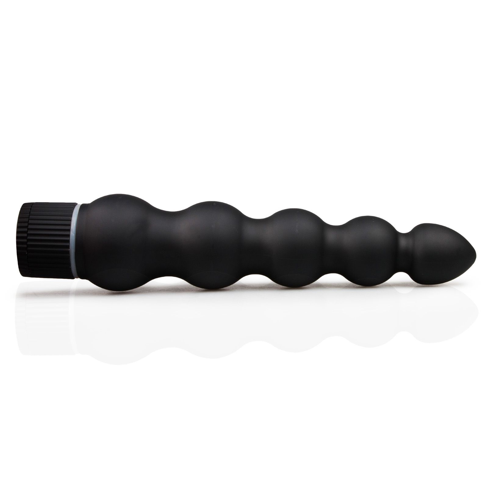 Schwarzer Vibrator mit kugelförmigem Design. Auf weißem Hintergrund.