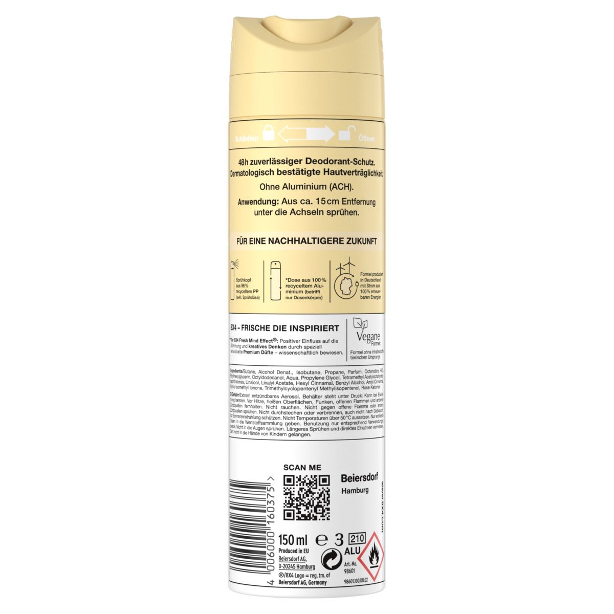 8x4 Deo Spray Vanilla Twist Fresh Mind Effect® und 48h Schutz