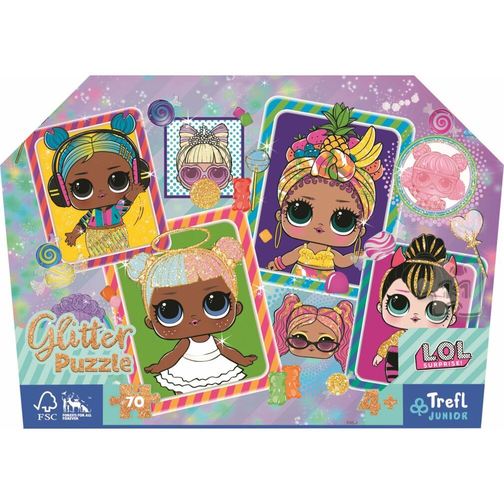 trefl Glitter Glitter Puzzle im Koffer l.o.l. Surprise: Bunte Puppen 70 Teile
