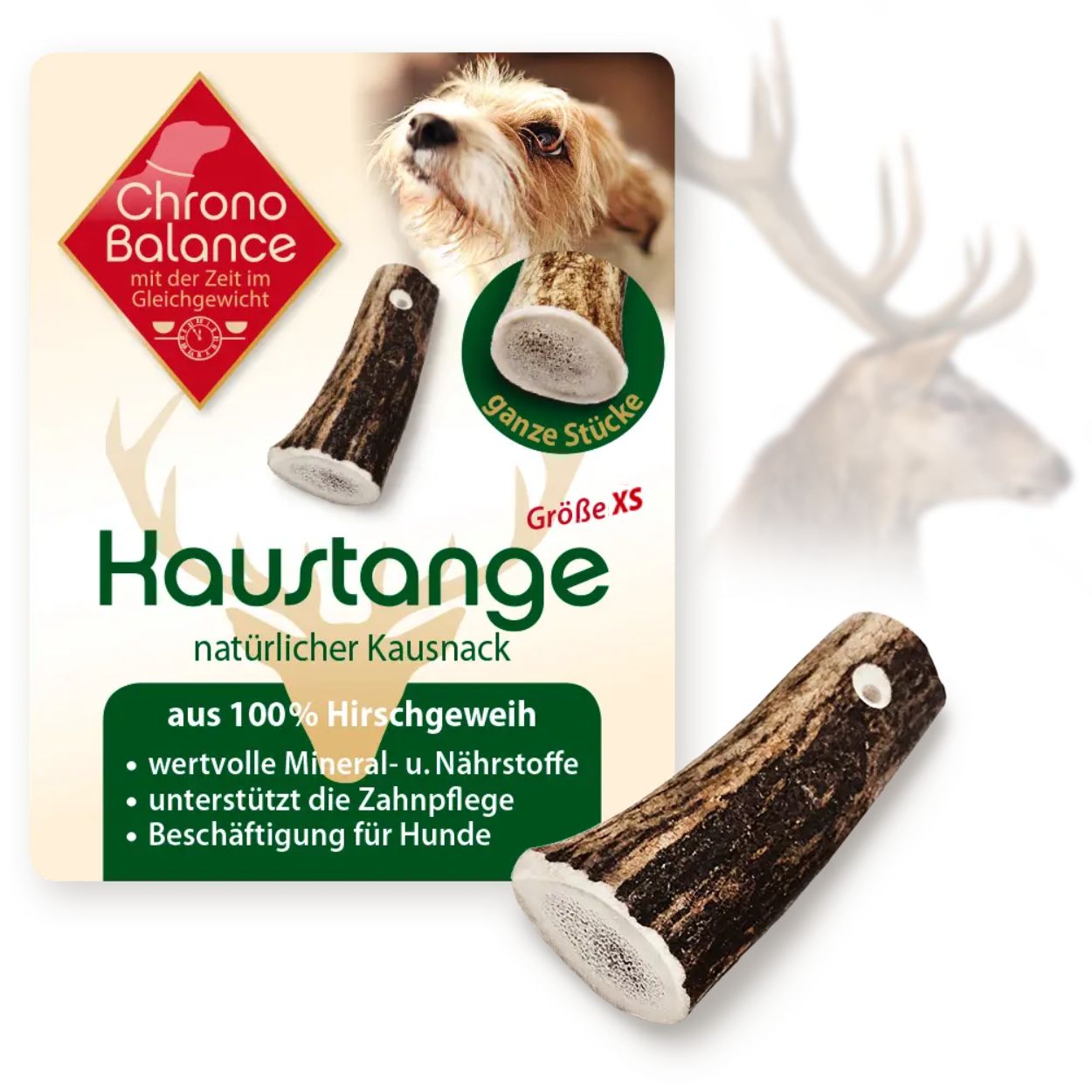 ChronoBalance Rothirsch Geweihstange für Hunde ganze Stücke