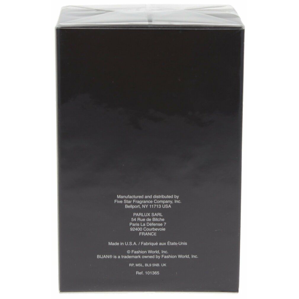 Rückseite einer schwarzen Schachtel mit Text. Herstellerinformationen und Markenhinweise. Hergestellt in den USA.