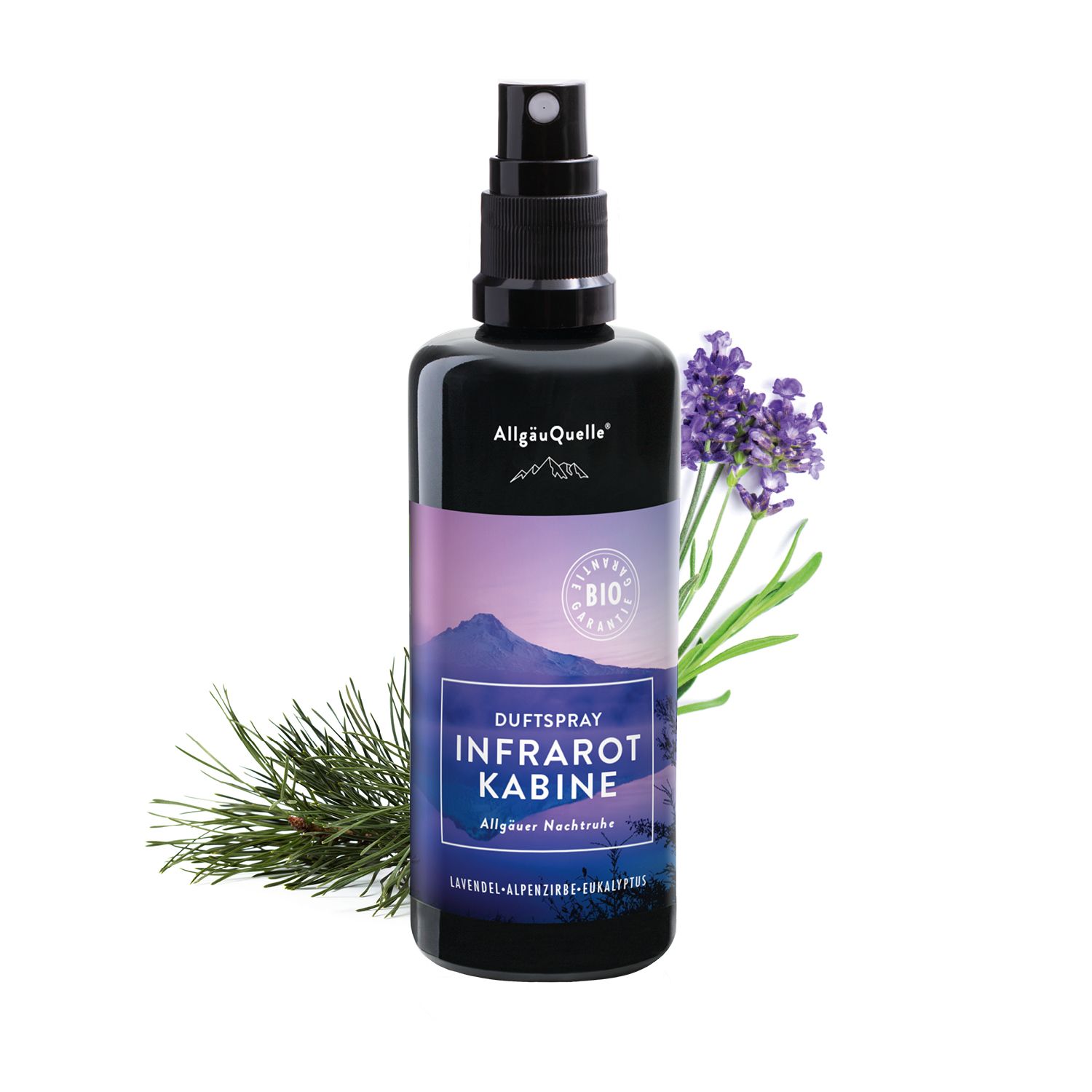 Allgäuquelle Bio Saunaspray Duftspray Infrarotkabinen-Spray Nachtruhe Lavendel