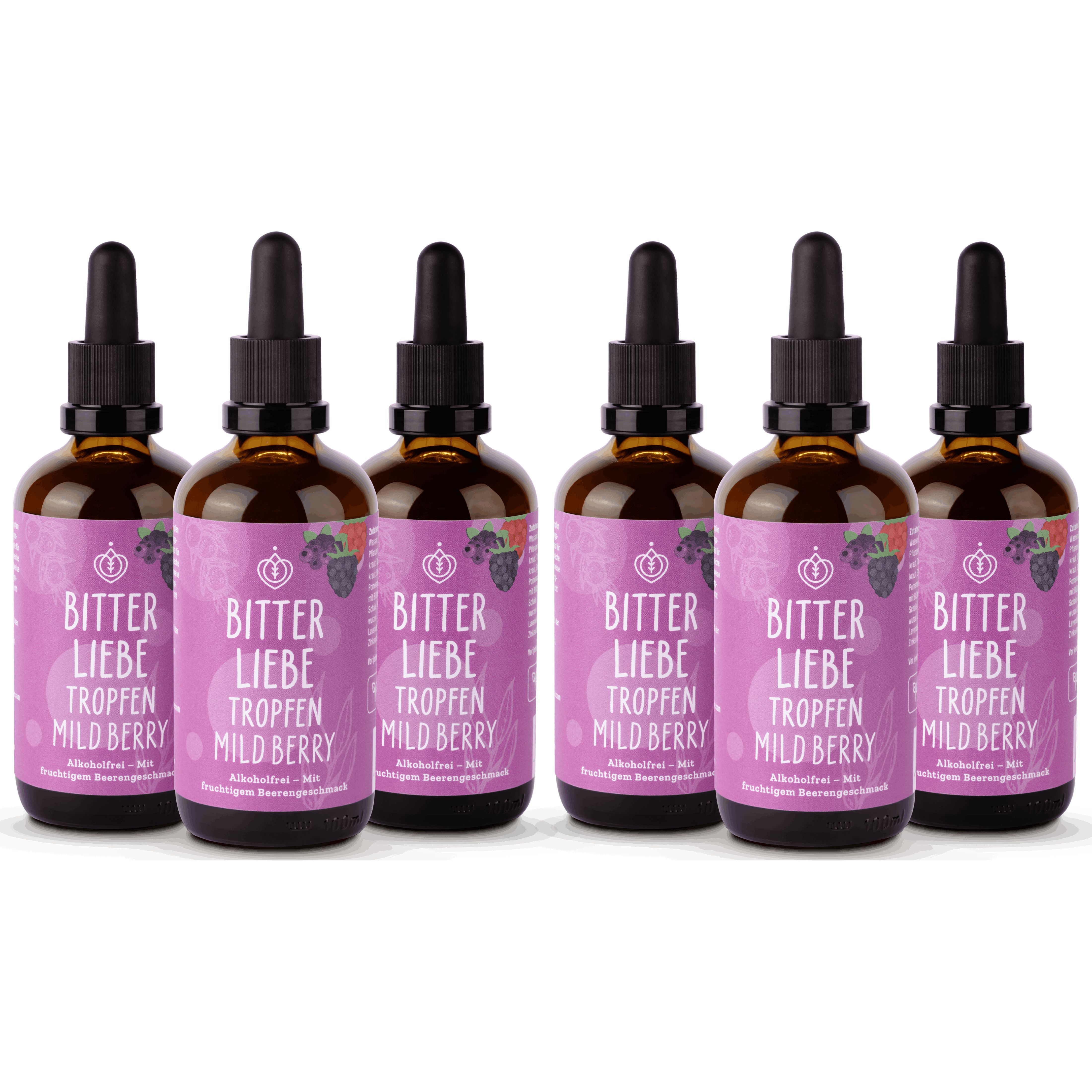 BitterLiebe - Bittertropfen Berry mild Bitterstoffe Tropfen ohne Alkohol mit Fruchtgeschmack 300 ml