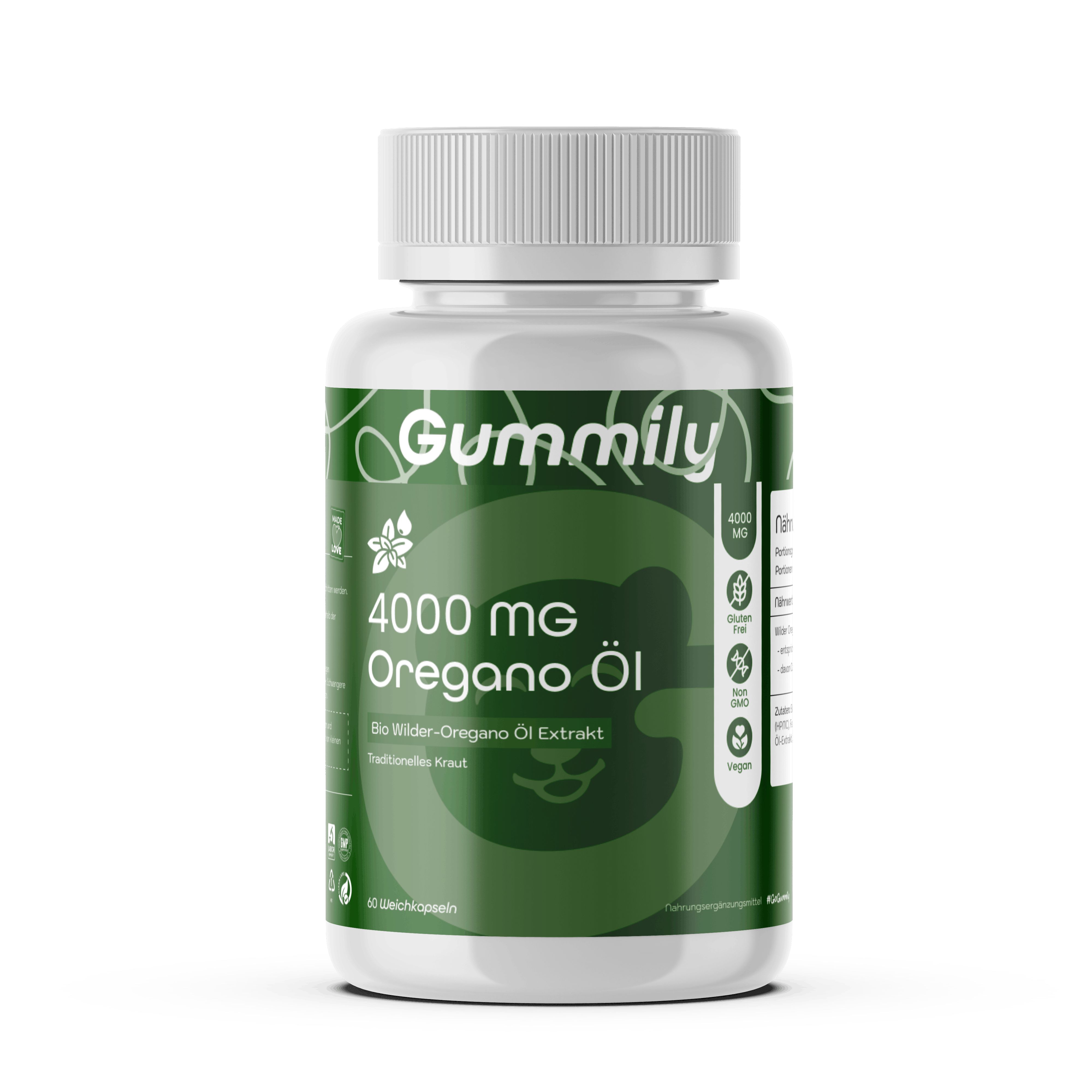 Gummily® Oreganoöl Kapseln 4000 mg - Carvacrol 40mg Premium-Qualität 60 St Weichkapseln
