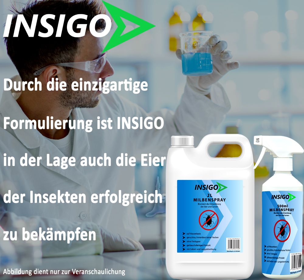 INSIGO Milbenspray gegen Milben Hausstaubmilben & Milben Eier