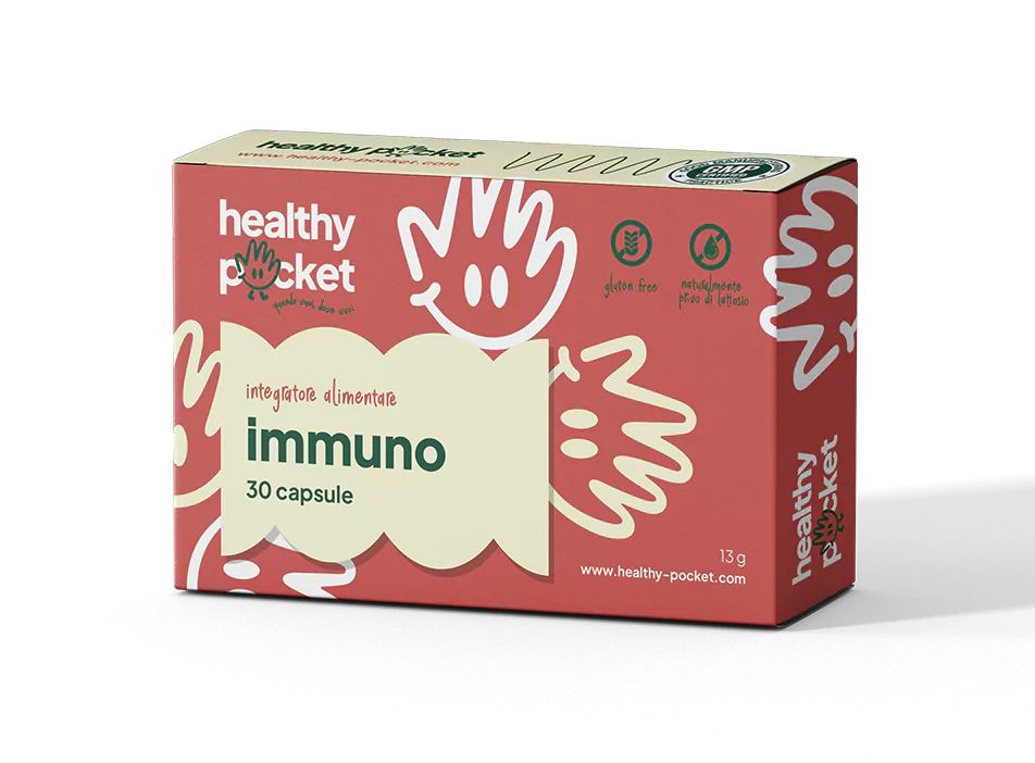 Verpackung von Immuno Nahrungsergänzungsmitteln mit 30 Kapseln.