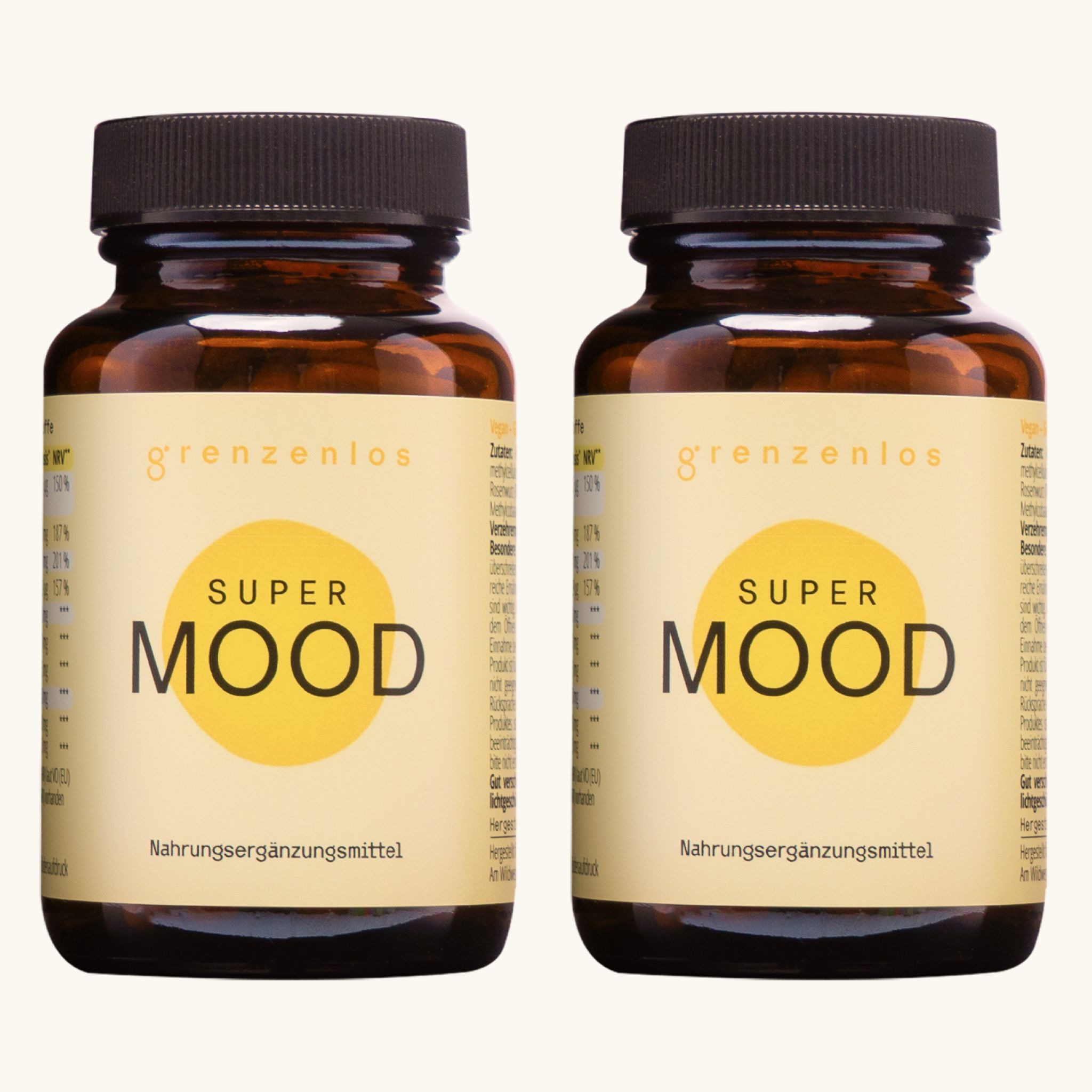 grenzenlos® Super Mood 8-in-1 Stimmung Komplex mit Ashwagandha, Rosenwurz, Maca | Ohne Johanniskraut 2x90 St Kapseln