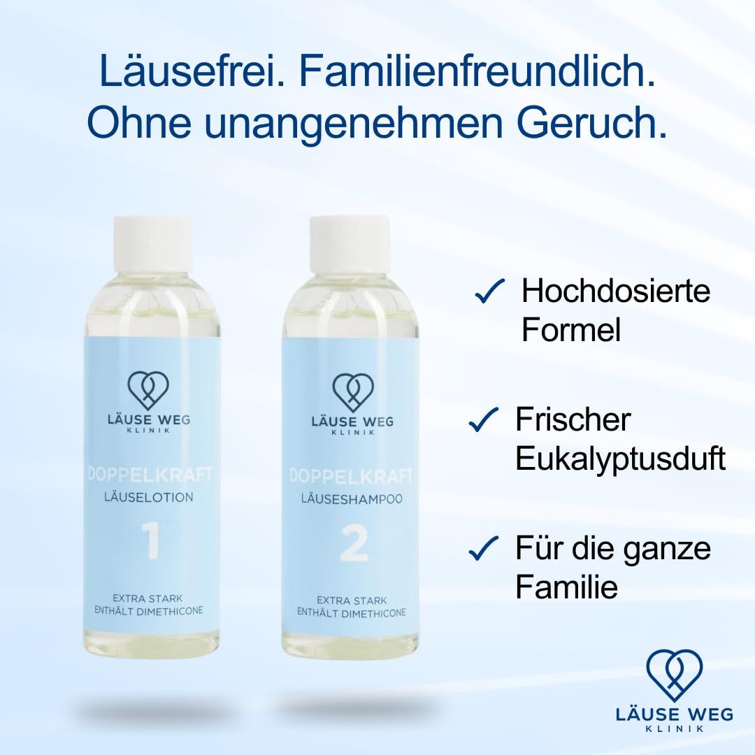 Läuse Weg Klinik Premium Läuseshampoo + Lotion für Erwachsene & Kinder