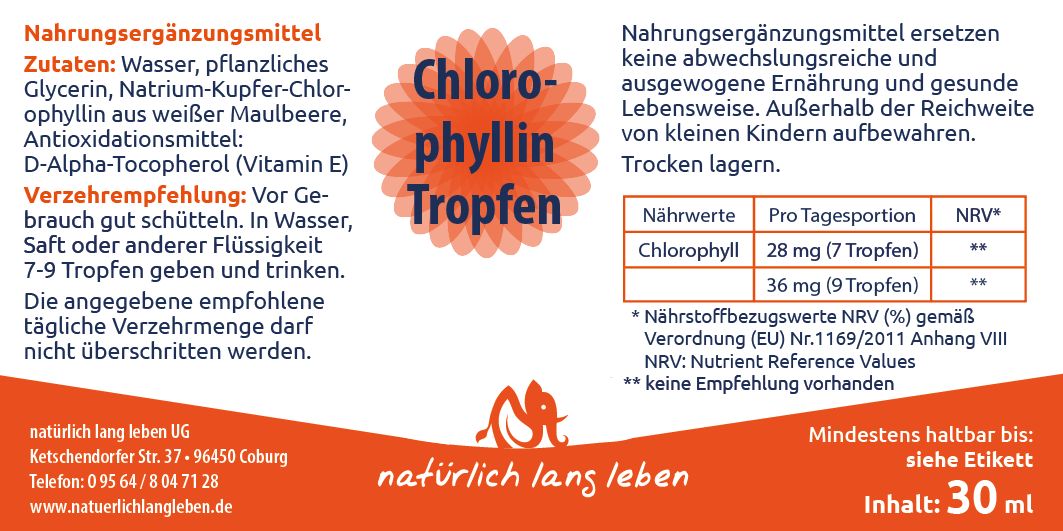 natürlich lang leben Chlorophyllin Tropfen 30 ml