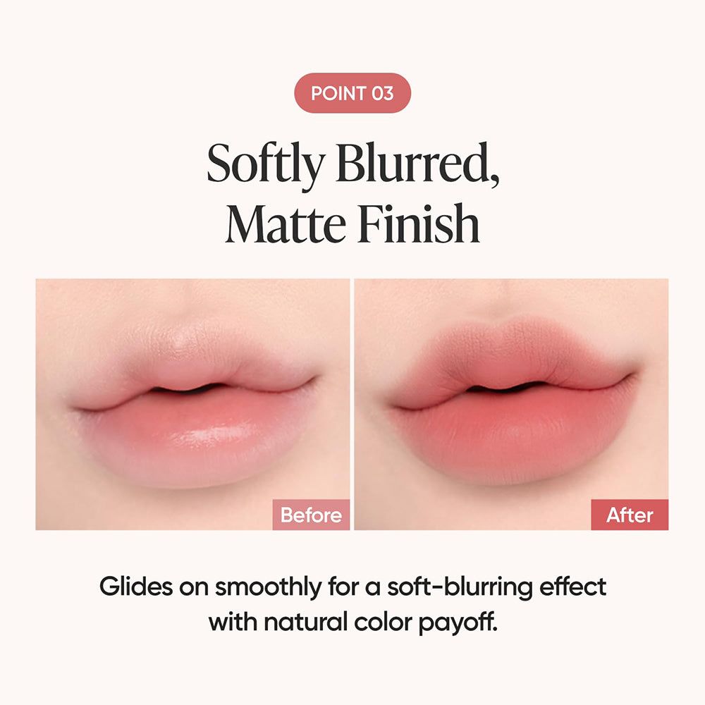 Vorher-Nachher-Vergleich von Lippen mit mattem Finish.