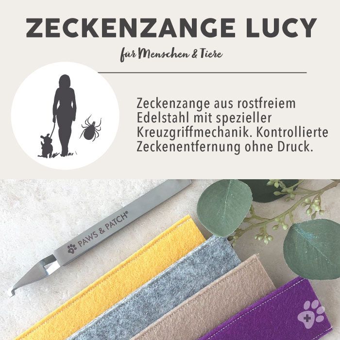 PAWS&PATCH Zeckenzange LUCY mit Etui in sand für alle Heimtiere