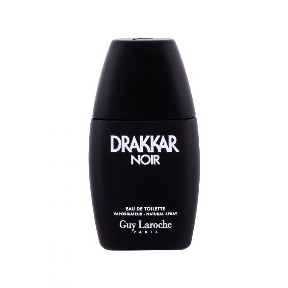 Schwarzer Flakon von Drakkar Noir Eau de Toilette. Text: Drakkar Noir, Guy Laroche.
