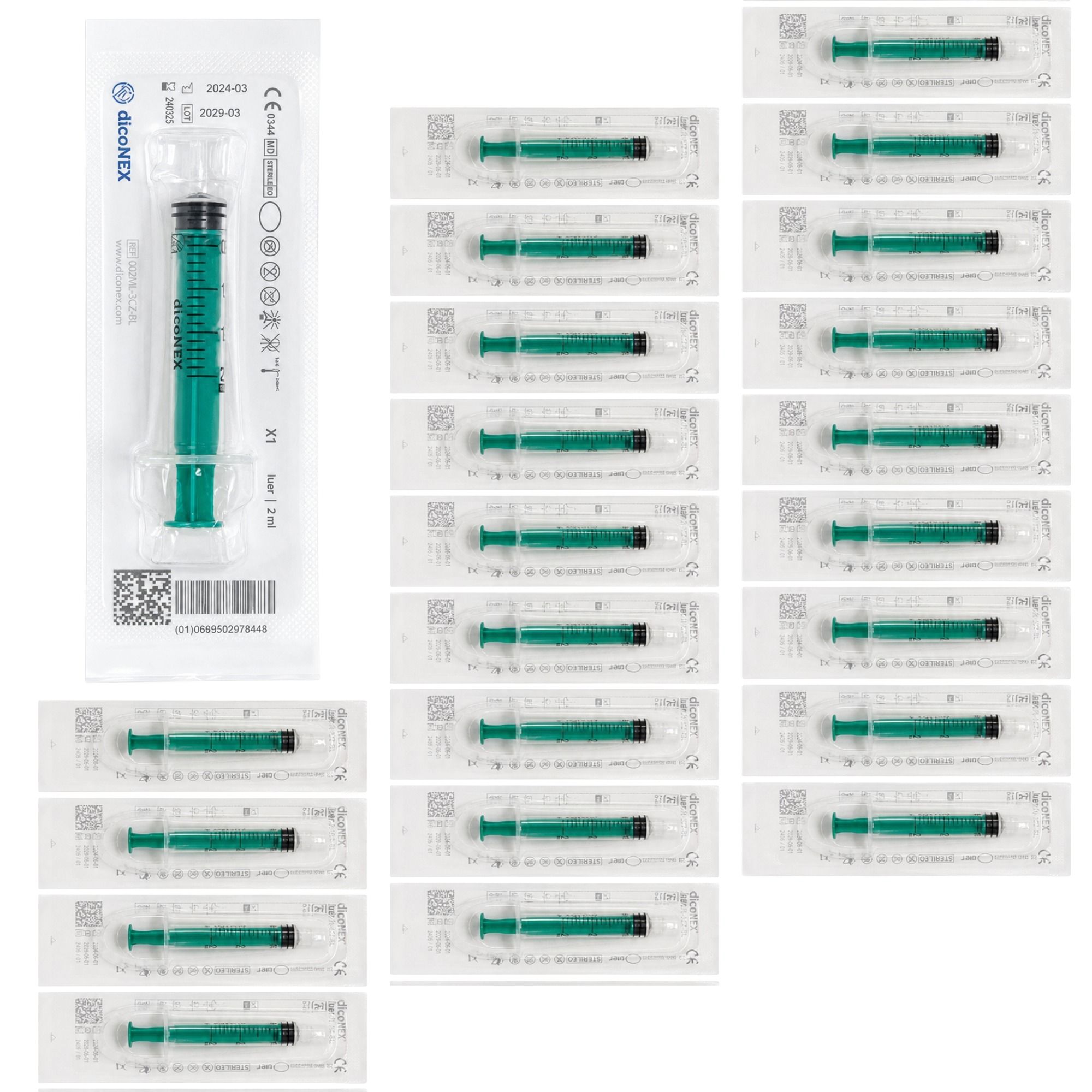 dicoNEX Einmalspritze 2 ml Luer-Slip steril 0,1 ml Graduierung