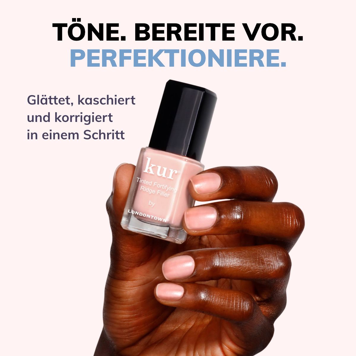 LONDONTOWN Kur Tinted Fortifying Ridge Filler Glättender getönter Nagellack Petal Pink