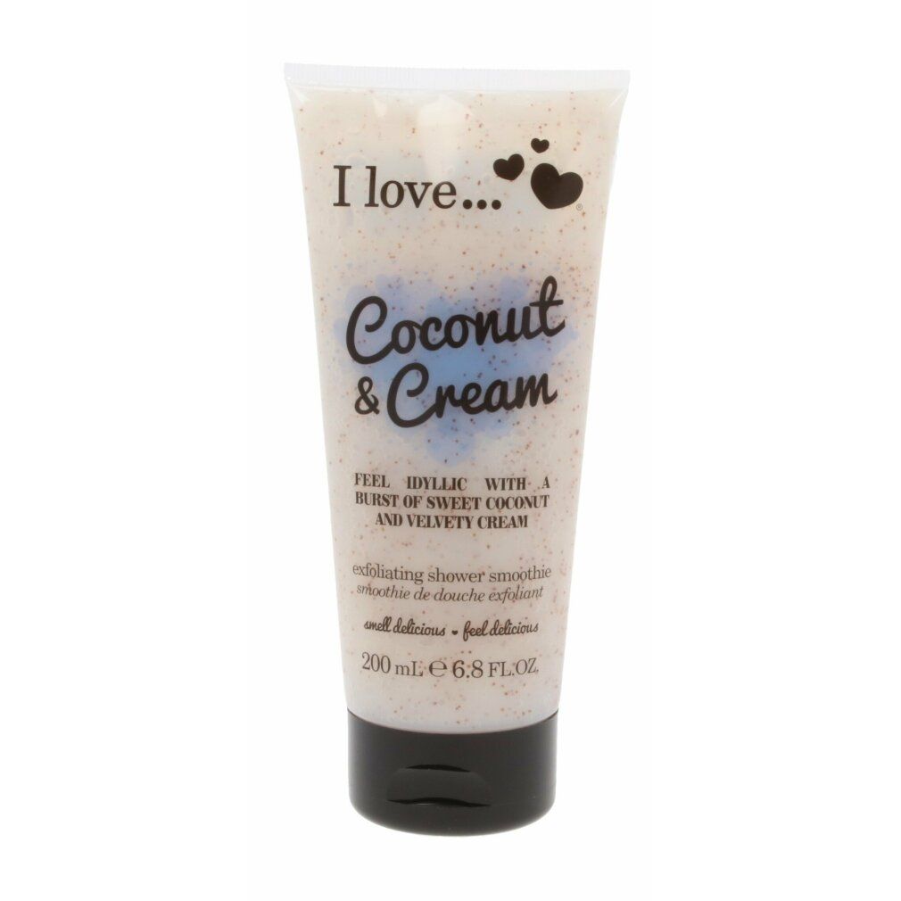 Creme-Tube mit Produktnamen und Schriftzug. Schwarzer Deckel. Text: Coconut & Cream, 200 ml.