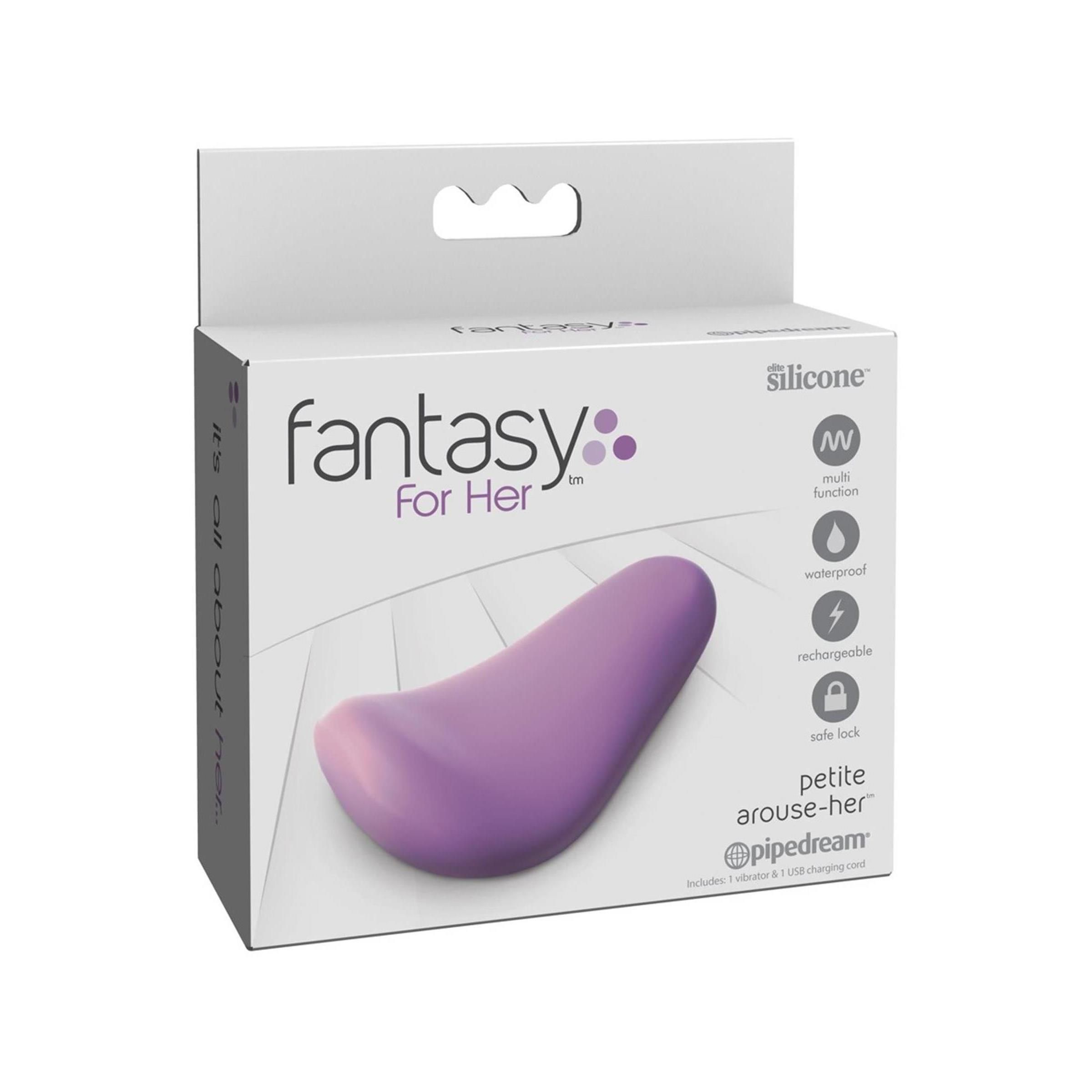 Produktverpackung. Weißer Karton mit Produkt und Text: Fantasy For Her.