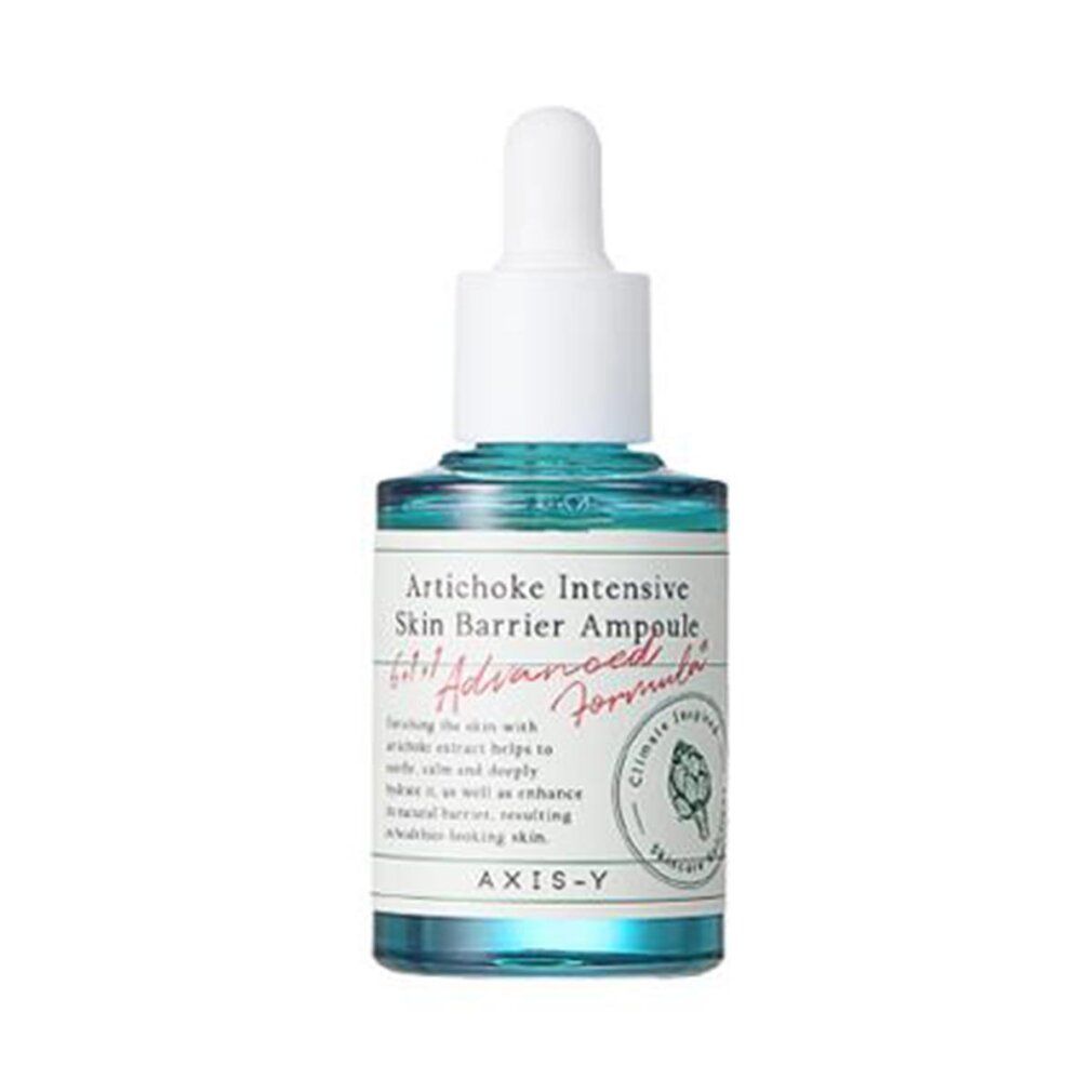 Serumflasche. Aufschrift: Artichoke Intensive Skin Barrier Ampoule. AXIS-Y. 6+1 Advanced Formula.
