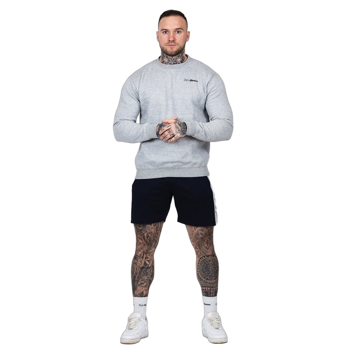 GymBeam Pullover Herren regular Langarm ohne Kapuze Basic Grau