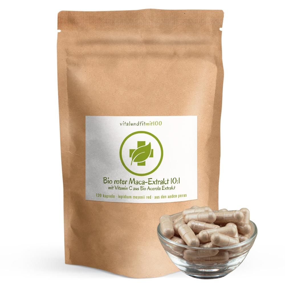 vitalundfitmit100® Bio roter Maca-Extrakt 10:1 Kapseln 120 St