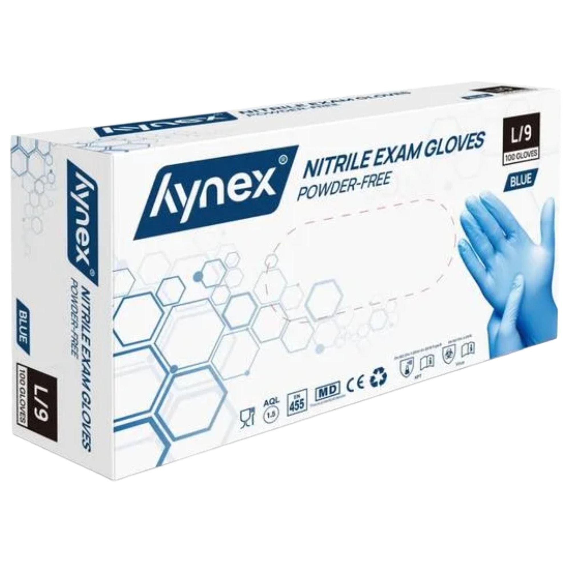 Hynex Nitrilhandschuhe blau puderfrei 3,5g Einweghandschuhe Größe L