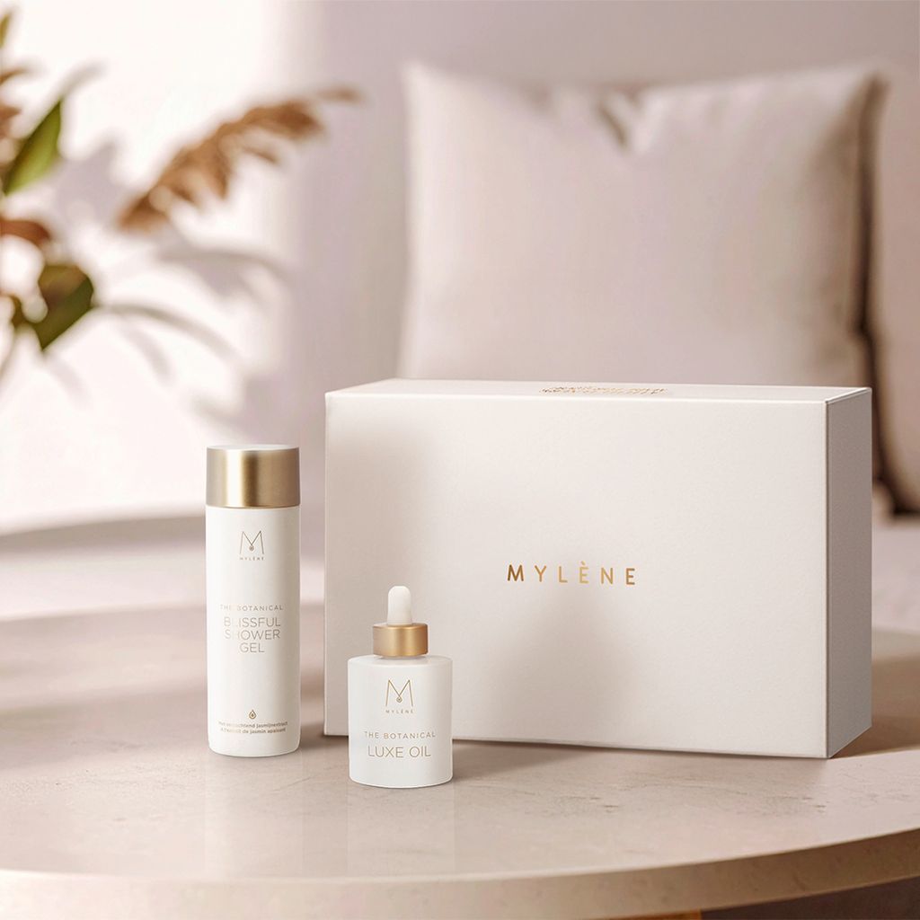 MYLÈNE The Botanical Geschenkbox – Blissful Duschgel + Luxe Öl, pflegend & blumig, 2-teilig.